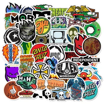 

50 Pcs Skateboard Fashion Brand Logo Waterproof Sticker For Luggage Car Guaitar Skateboard Phone Laptop Bicycle Stickers