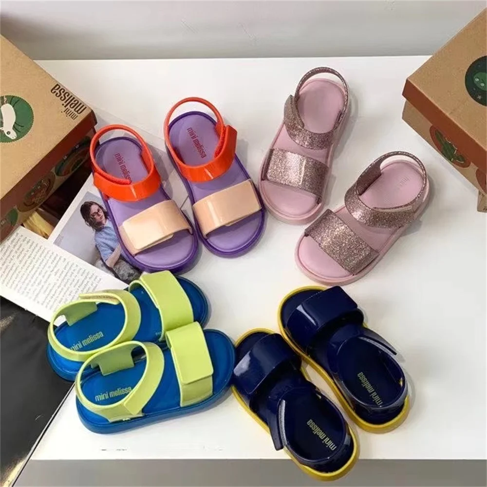 

New Mini Melissa Jelly shoes 2022 Kids Girl Summer Sandals Children's Fashion Beach Sandal Toddler Candy Shoes Non-slip HMI016