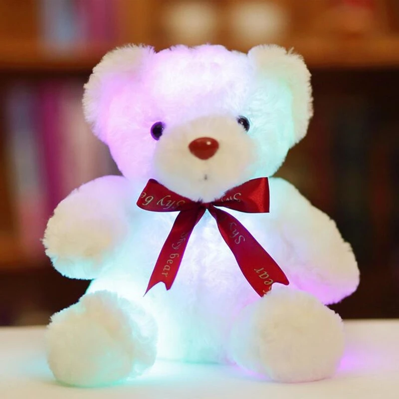 25 см светящийся плюшевый мишка, плюшевый светодиодный светильник, подушка в виде животных для девочек, детские подарки на день рождения и Рождество, игрушки для детей
