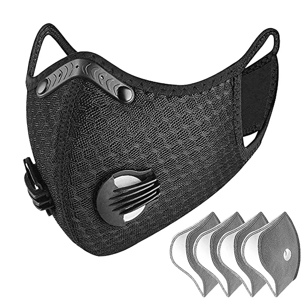 Face Mask Dust With 4 Filters Half Face Reusable Activated Carbon Dustproof Respirator Outdoor Motorcycle Riding
