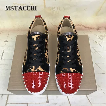 

MStacchi High Quality Cow Suede Male Sneakers Fashion Mixed Colors Rivet Cross-tied Flat Wearproof Non-Slip Men's Walking Shoes