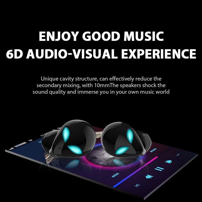 OTTWN T8 Wireless Bluetooth Earphone Creative Alien Smart Headset 5.0 HIFI Stereo Sports Bluetooth Headset with wireless charge