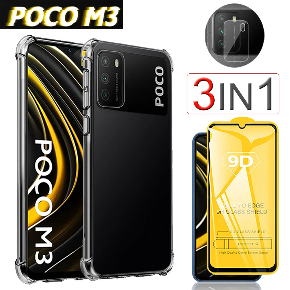 Силиконовый мягкий чехол на xiaomi poco m3 чехлы для Pocophone Poco F2 Pro X3 NFC очки cтекло +
