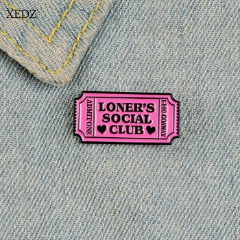 

XEDZ New pink admission ticket ticket brooch LONDER'S SOCIAL CLUB text love movie ticket denim pendant jewelry gift