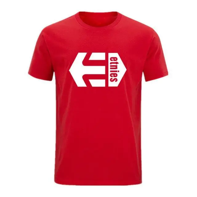 Red-B Новая Однотонная футболка Etnies, Мужская черная и белая хлопковая футболка, летняя модная футболка для скейтборда, футболка для мальчиков, футболка для скейта, топы - Цвет: Red-B