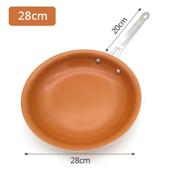28cm Антипригарные медные сковороды, сковороды с керамическим покрытием, индукционная варочная печь, кастрюля, сковорода с антипригарным покрытием, кухонная посуда, сковорода шеф-повара - Цвет: 28cm