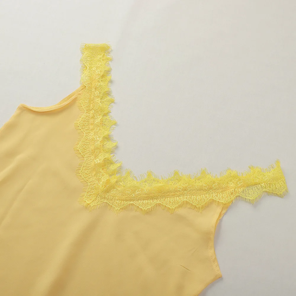 2019 Womens Tops and Blouses Sexy Deep V Necek Lace Off Shoulder Halter Sleeveless Backless Patchwork Women Blouse - 32998283387