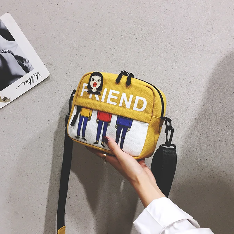 Маленькая женская сумка, стиль 2019ins, в японском стиле, универсальная маленькая сумка на плечо для девочек, модная парусиновая сумка через плечо в Корейском стиле