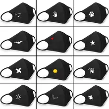 Унисекс Зима утолщаются хлопок Половина лица рот маска черный белый милый мультфильм печатных пылезащитный велосипедный муфельный респиратор