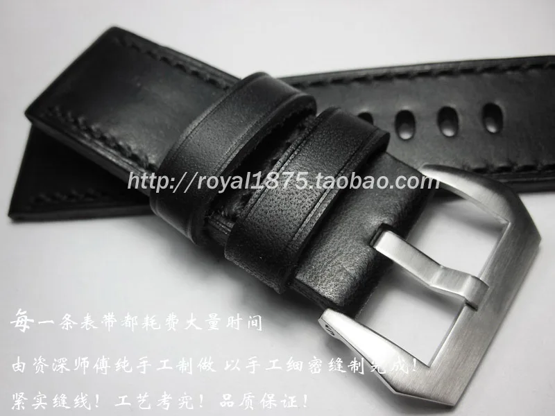 

Handmade High Quality Vintage Genuine Leather Watchband Black Watch Straps Bracelet 26mm Wristband Solid Buckle Wristband Strap