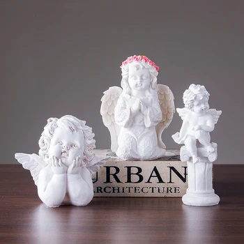 

WHITE ANGEL CHARACTER SCULPTURE RESIN DECORATION MODERN HOME DECOR CRAFTS FIGURINE DESKTOP PEOPLE STATUE HOLIDAY GIFT