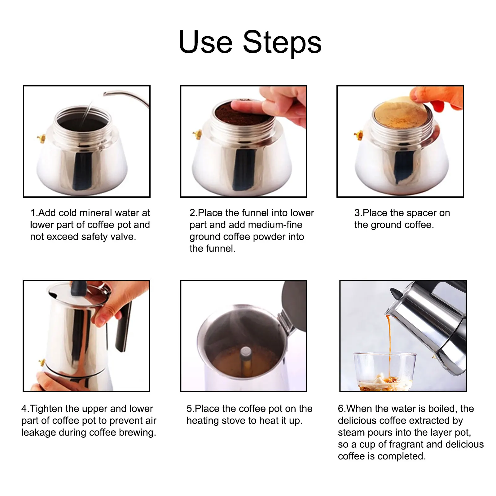 Cafetera de acero inoxidable de 3 tamaños, Mocha, Espresso, Latte,  percolador, estufa, cafetera, percolador, herramienta de bebidas -  AliExpress Hogar y jardín