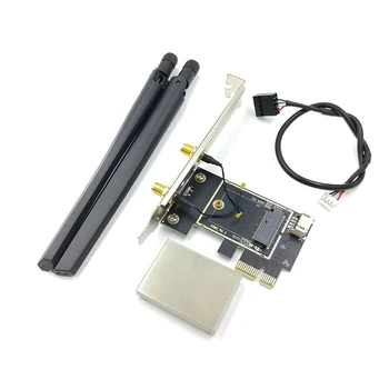 

NGFF M2 Wireless Card to PCI-E Pcie Desktop Bluetooth Converter Adapter with 2 AC Antenna for AX200 9260AC 8265NGW