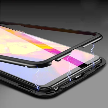 

20pcs Metal Magnetic Adsorption Case Tempered Glass Hard Clear Magnet Cover For Xiaomi Redmi Note 9 9S 8 Pro 8T 8A 7 7A K30