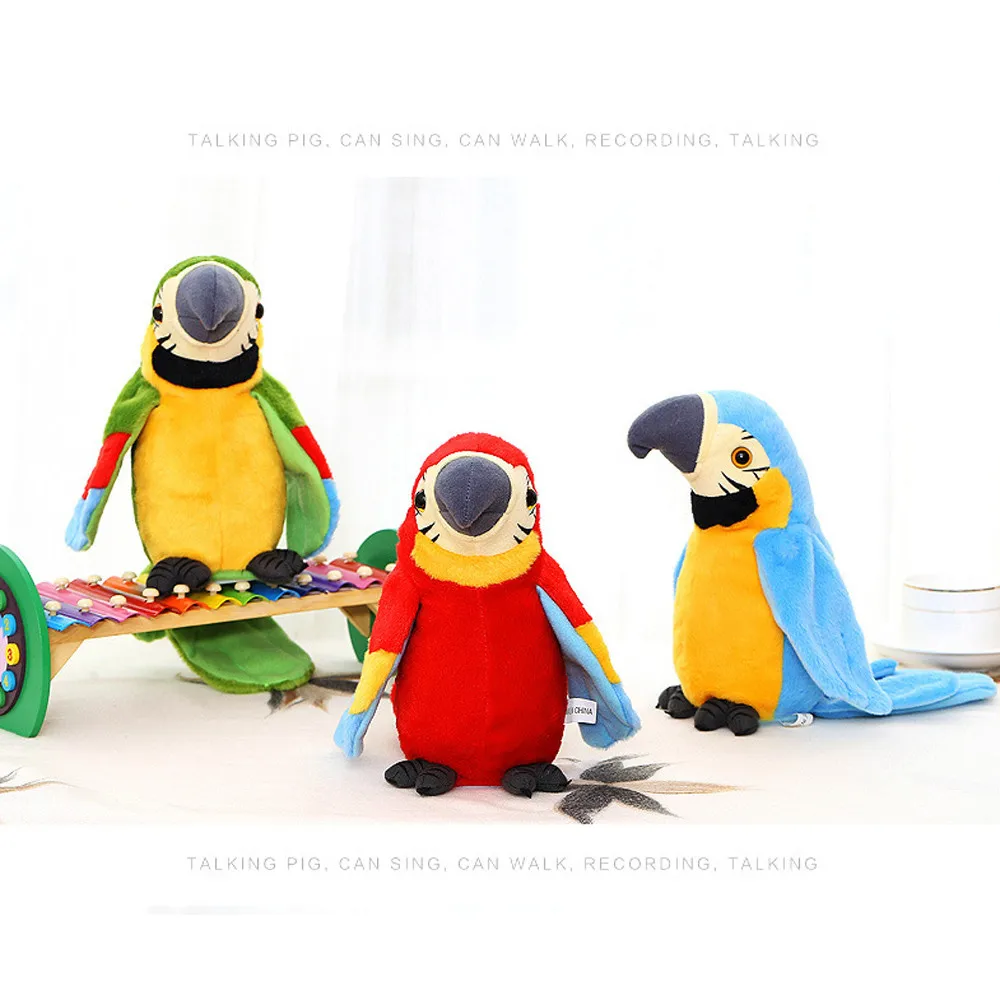 Набитый плюшевый костюм попугая Очаровательная говорящая запись милый попугай повторяет развевающиеся крылья плюшевая игрушка для детей подарок на день рождения 3 цвета