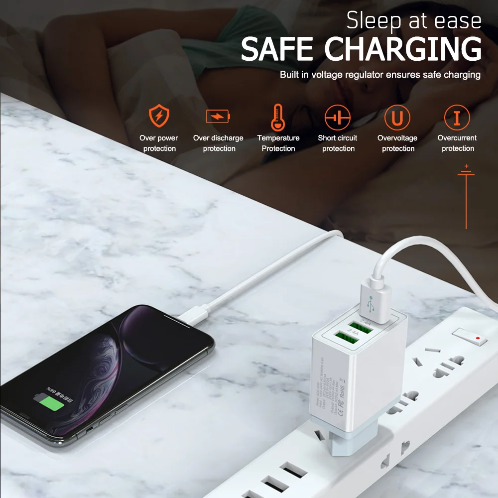 Универсальный адаптер для быстрой зарядки QC 3 0 зарядное устройство с несколькими