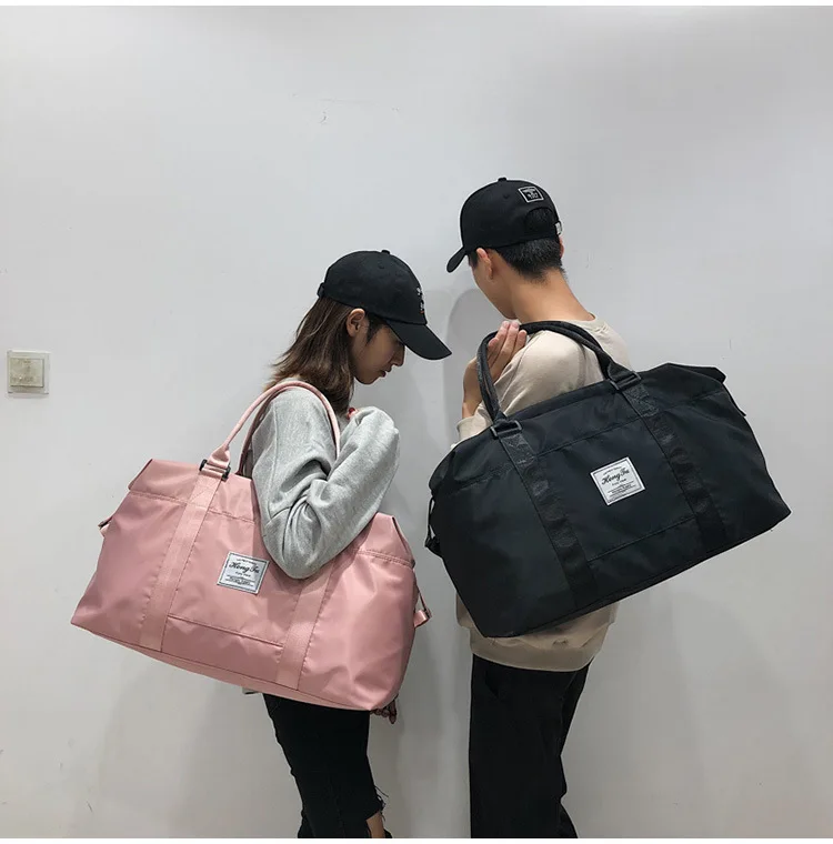 Wholesale Solid Color One-Shoulder Handbag Fashion Simple Nylon Cloth Large Capacity Travel Bag Gym Bag Manufacturers Direct Sel