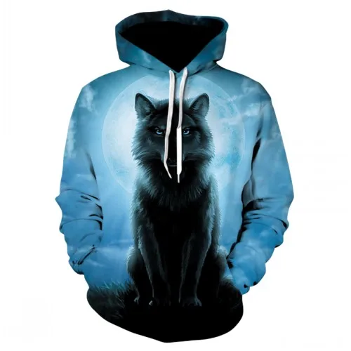 fashion spring and autumn pullover 3D printed Wolf shirt long sleeve shirt for men and women - Color: picture color