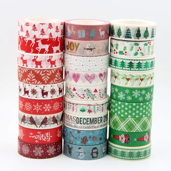 

1PC Christmas Washi Tapes Snowflake Reindeer Stripes Kawaii Masking Tapes Stickers Stationery Scrapbooking School Supplies