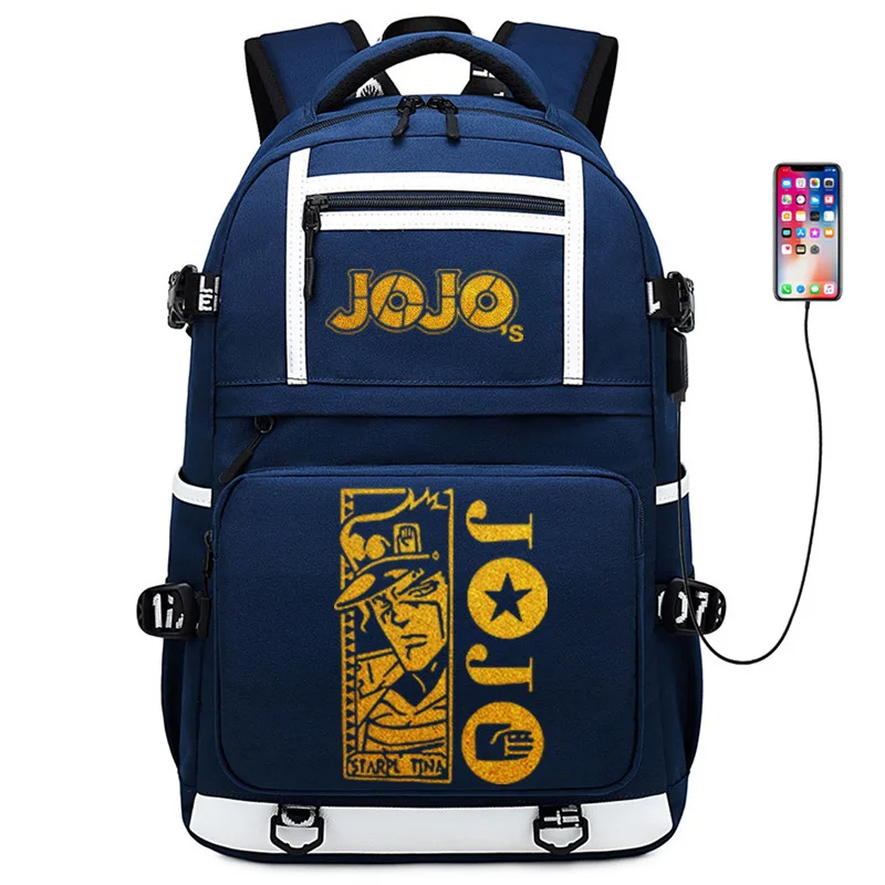 JoJo невероятное приключение с золотым принтом школьная сумка большой дорожный Рюкзак Школьные сумки Oxford для девочек-подростков с рисунком из аниме книжные сумки - Цвет: 18