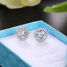 Новые высококачественные круглые циркониевые стразы из нержавеющей стали, женские серебряные серьги с кристаллами, ювелирные украшения для ушей, подарок для невесты