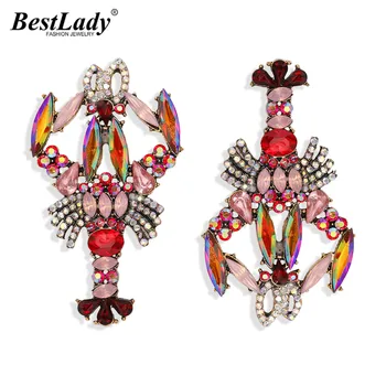 

Best Lady Fashion Colorful Glass Drop Earrings for Women Boho Luxury Geometric Unique Shrimp Earrings Wedding Jewelry Party Hot