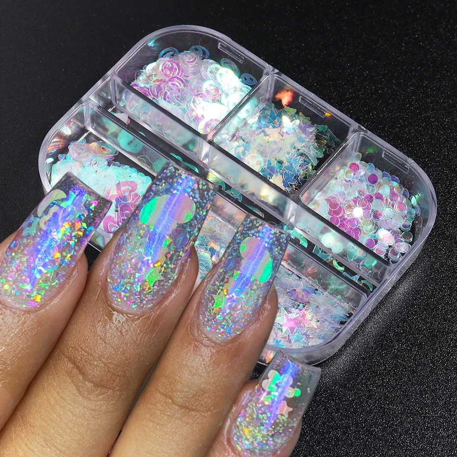 オーロラab色スパンコールフレークハートスター蝶の魅力は デザインの装飾すべてマニキュアtr1909 19 Nail Glitter Aliexpress