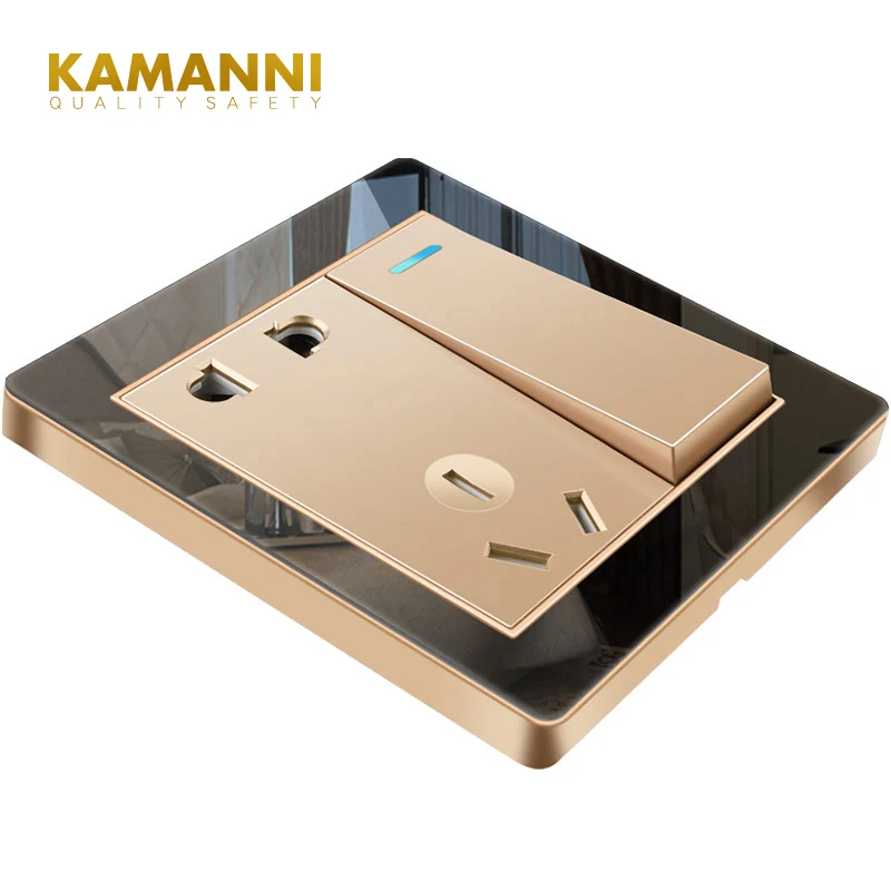 KAMANNI 3 Gang 1 Way Luxury Crystal Glass Panel Light Switch On / Off Wall Switch Interruptor 10A