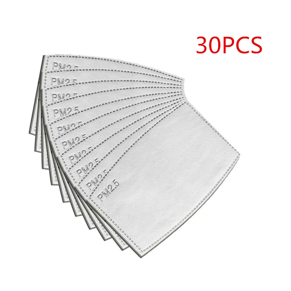 

30PCS Mask Filters Five layers of PM2.5 N95 Activated Carbon Filter Face Mask Breathing Insert Protective Mouth Mask Filter