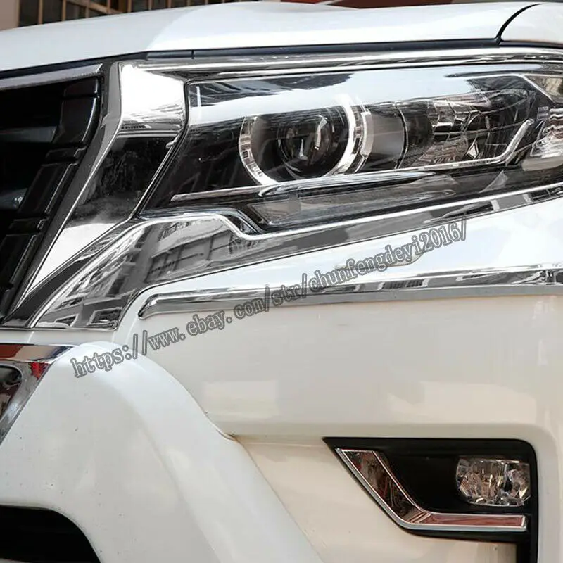 Подходит для Toyota Prado FJ150- Хром Передняя фара век крышка отделка 2 шт