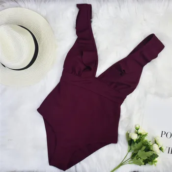 

2020 New Swimsuit women Push up bathing suit Deep V-neck swimwear women Sexy bodysuit one-piece brazilian bikini