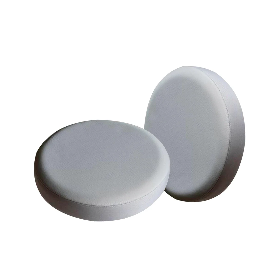 2xGrey_33x10cm Waterproof Anti-slip Bar Stool Cover Round Lift Chair Seat Sleeve for Salon Smooth Surface
