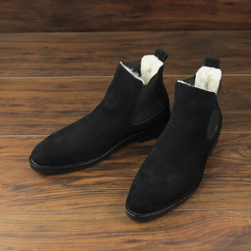 Sipriks/итальянские мужские зимние ботинки ручной работы; теплые шерстяные ботинки «Челси»; Высококачественная прошитая обувь с рантом; зимние ботинки из овечьей шерсти; 46