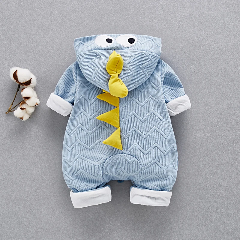 Детские комбинезоны с рисунком динозавров; одежда для малышей; Bebe; сезон весна-осень; одежда для малышей; комбинезоны с капюшоном в полоску для мальчиков