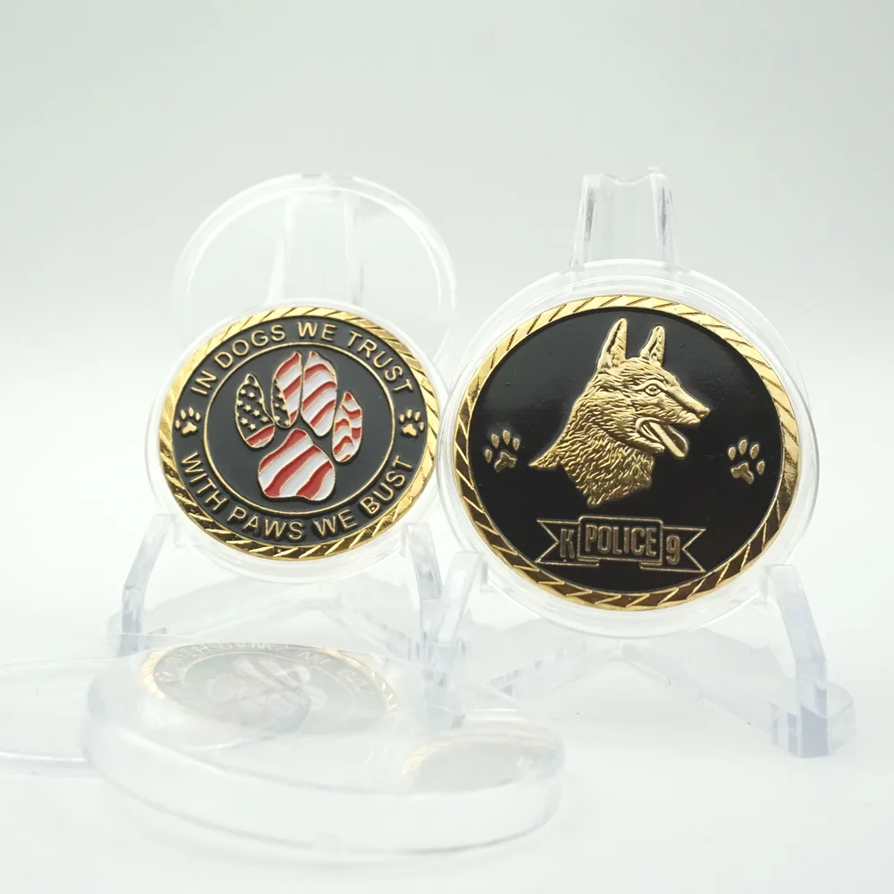 

1pcs American Police Dogs Gold Plated Coin High Quanlity Metal Coins Replica Collection