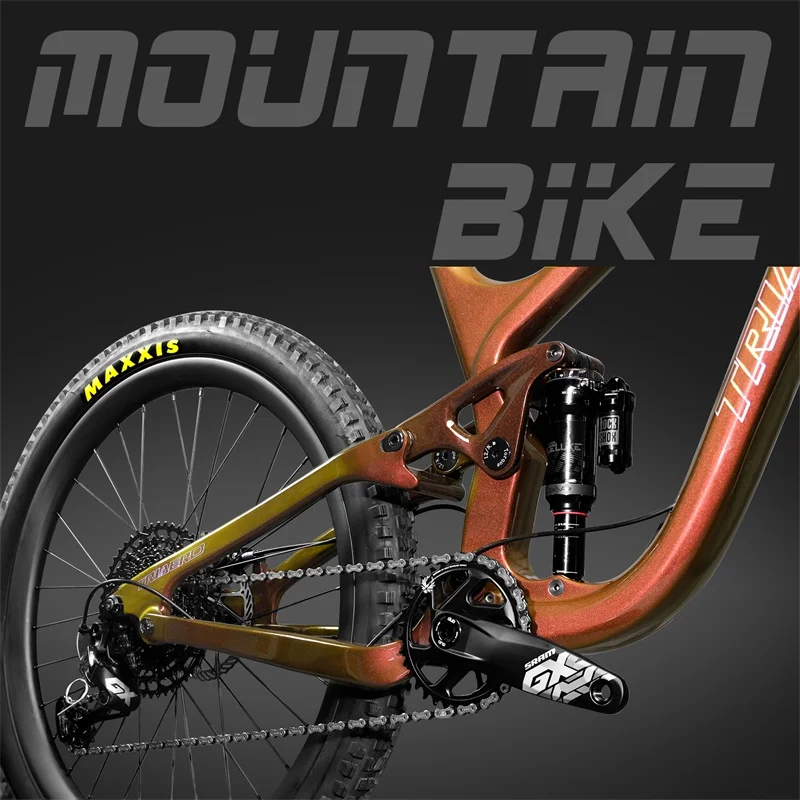 ICAN 27.5er plus Mountain bicycle full suspension enduro mtb bike with chameleon red brown 148*12 rear 150mm travel 210*55mm
