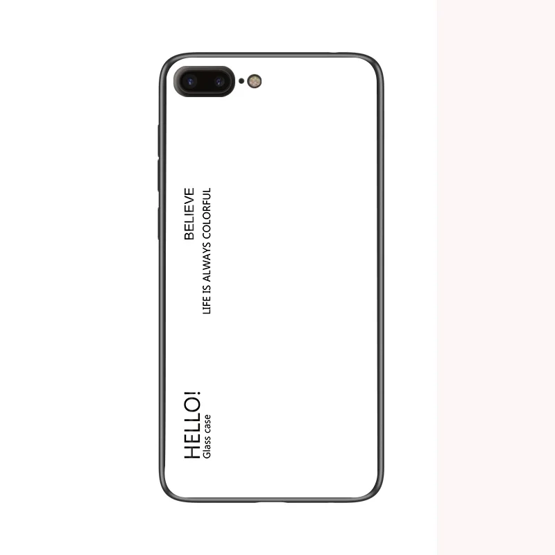 Модный градиентный стеклянный чехол для телефона для Apple iphone 6 6S 7 8 Plus, силиконовый защитный бампер, задняя крышка для телефона - Цвет: Белый