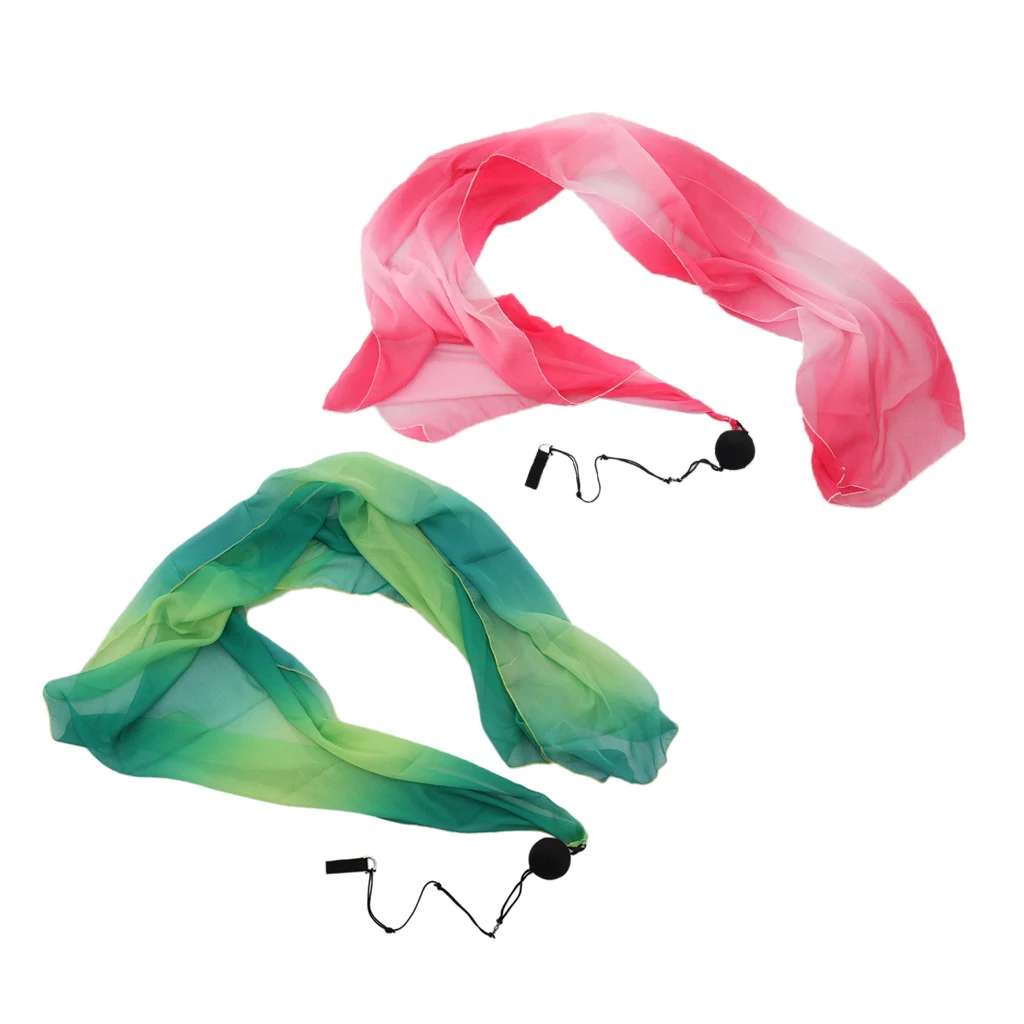 2x Flowy Silk Veil Throw Balls for Belly Dance Costume Dancing Accessories