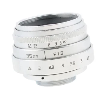 

35mm F1.6 C-mount CCTV Lens For Fujifilm N1 FX NEX M 4/3 EF M Camera Silver