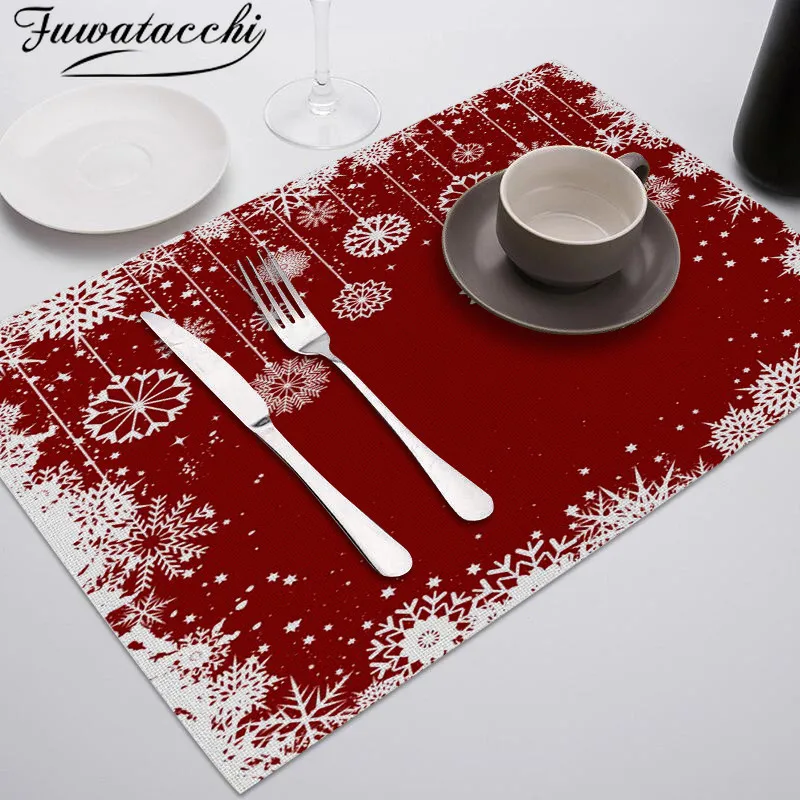 

Fuwatacchi Christmas Decor Tableware Durable Dinner Table Placemat Party Kitchen Accessories Bowl Cup Pads Drink Coasters
