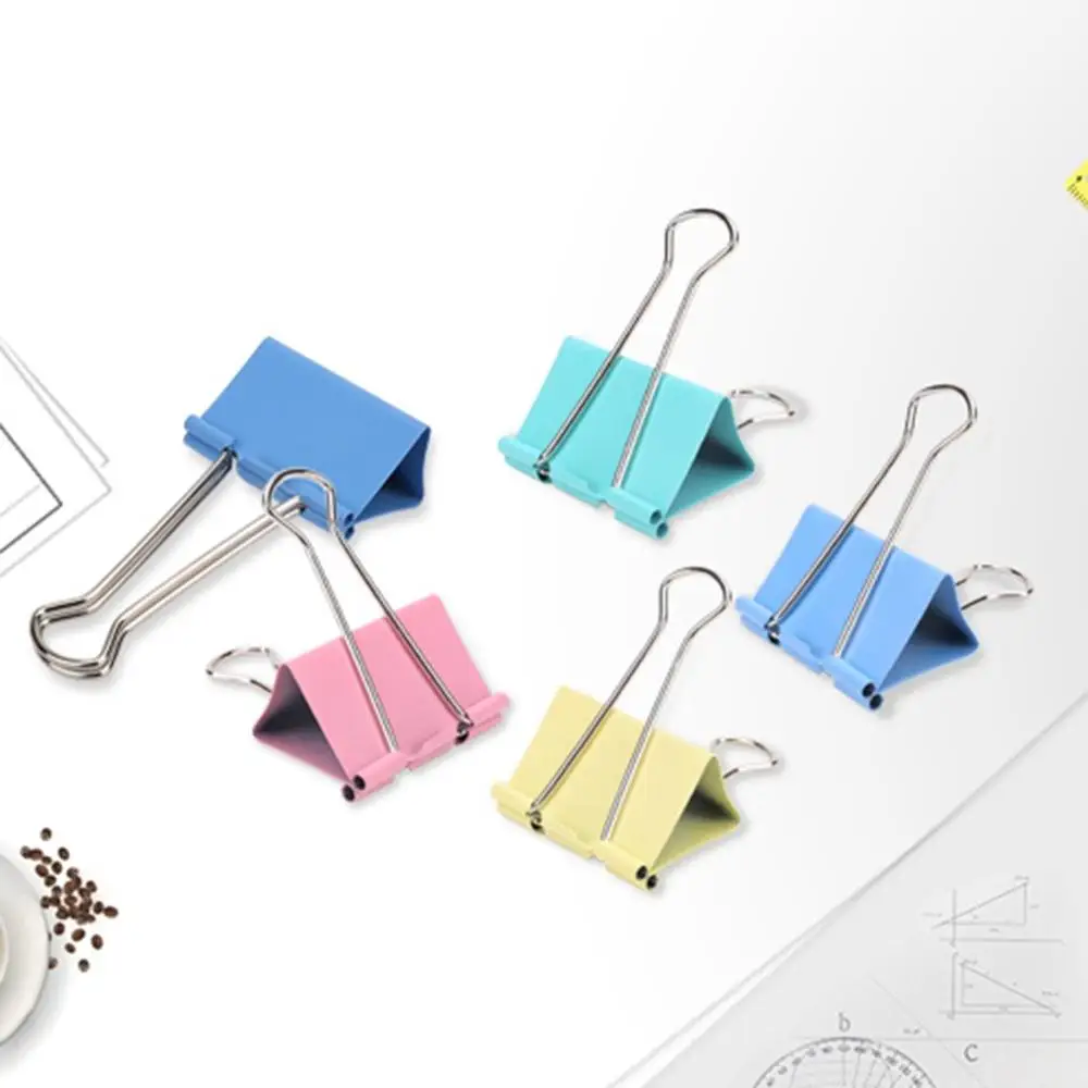 

41mm 24 pcs/tub Multi Colors Metal Binder Clips Paper Clip Stationary Strong Clamping Force Long Tail Clips