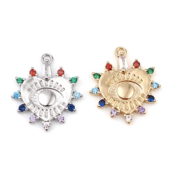 

Copper Heart Eye Charms Colorful Multicolor Rhinestone Pendants For DIY Necklace Earring Jewelry Making 18mm x 15mm, 1 Piece