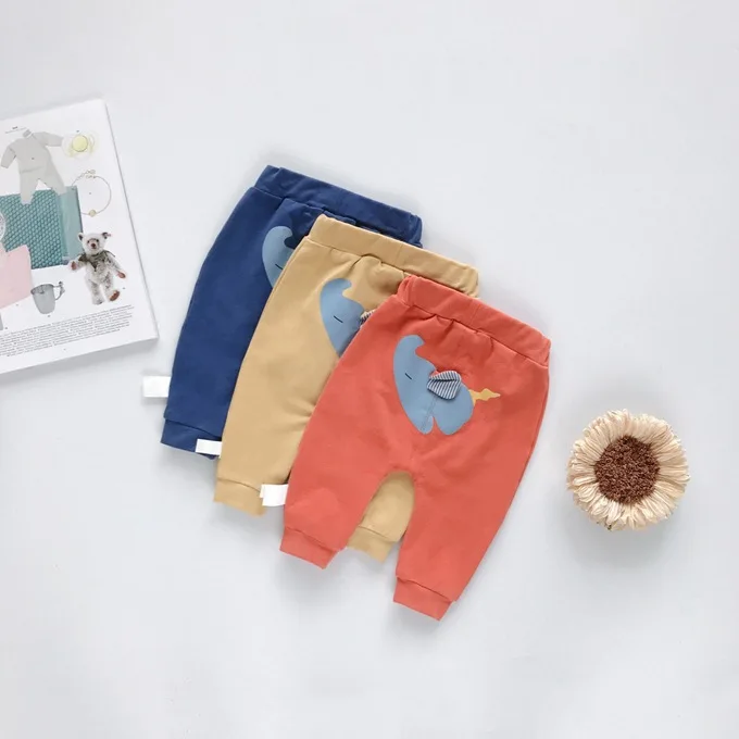 Mini Babe City/детская одежда; сезон осень; повседневные брюки для детей с изображением слона; брюки для малышей; модные детские штаны для кормления
