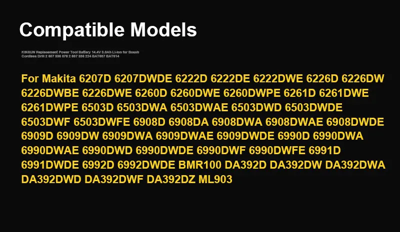 KINSUN Замена Мощность инструмент Батарея 9,6 V 3.0Ah металл-гидридных или никель для беспроводная дрель makita отвертка 9100 9120 9122 192595-8 192638-6