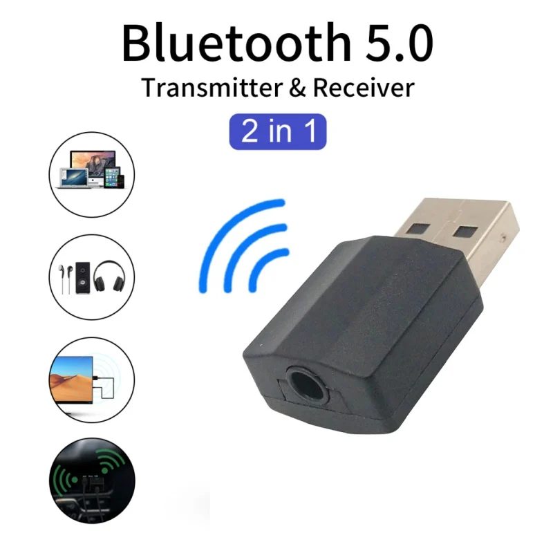 

2 in 1 Bluetooth 5.0 Receiver Transmitter USB Audio 3.5mm AUX Jack Wireless Adapter Bluetooth Adapter For Car Music For TV