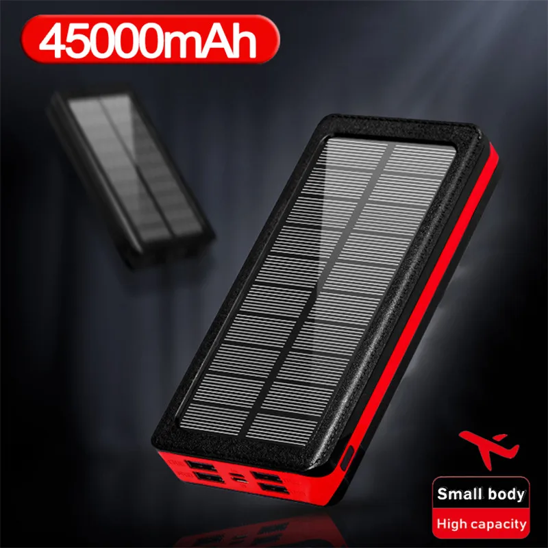 45000mAh Солнечный внешний аккумулятор портативный мобильный телефон быстрое