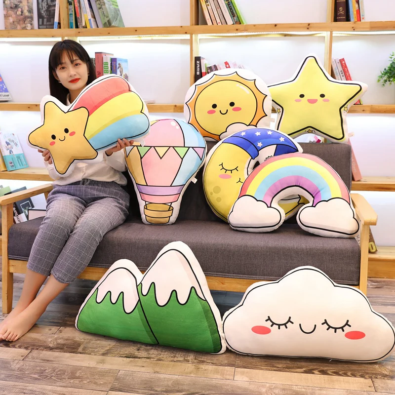 

Hot New Lovely Plush Sun Pillows Sleeping Moon Rainbow Cushion Cot Decor Soft Plush Birthday Gift for Kids Christmas Present