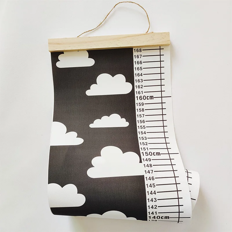Children Height Growth Chart Ruler Kids Bedroom Wall Hanging Frame Fabric Canvas Height Measurement Record Nursery Room Decor