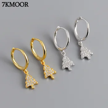 

7KMOOR 925 Sterling Silver Simple Christmas Tree Pendant Earrings For Women Holiday Party Jewelry Accessories Girlfriend Gift