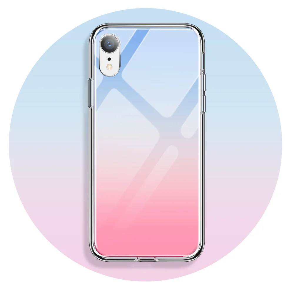 Стеклянный чехол ESR для iPhone XS XR XS Max, защитный чехол из закаленного стекла+ ТПУ Рамка для Apple iPhone XS XR XS Max, зеркальный чехол - Цвет: Red and Blue